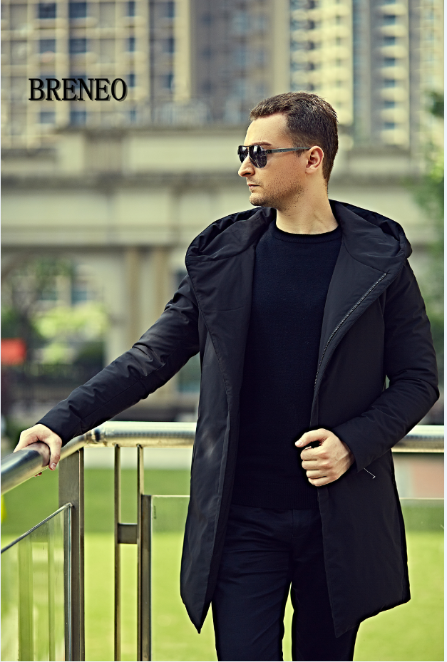 2017年冬季时尚黑色大帽子修身羽绒服 - breneo,布雷洛,布雷洛男装