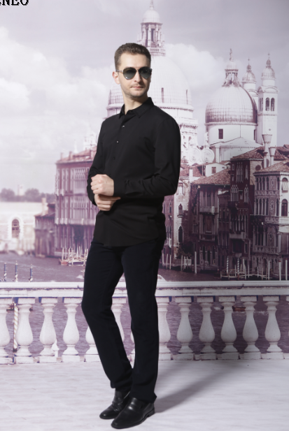 2017年秋冬黑色修身衬衫 - breneo,布雷洛,布雷洛男装