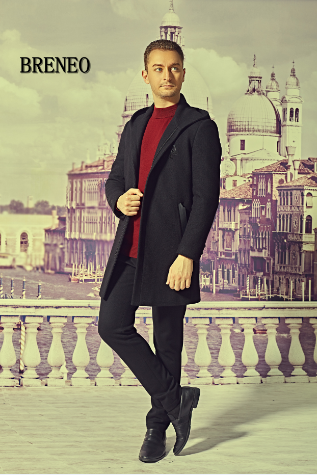 2017年冬季高端带帽羊毛大衣 - breneo,布雷洛,布雷洛男装