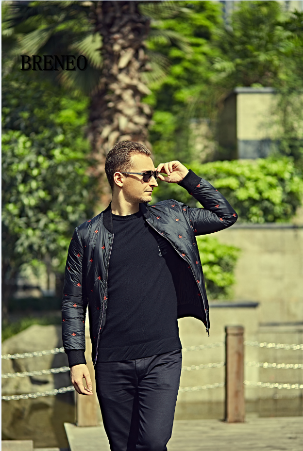 2017年冬季棒球领蜜蜂刺绣轻便羽绒服 - breneo,布雷洛,布雷洛男装